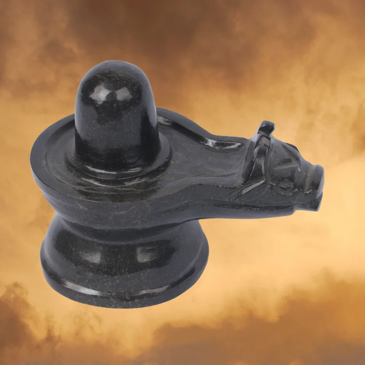 Black Agate Stone Painted Handmade Shivling